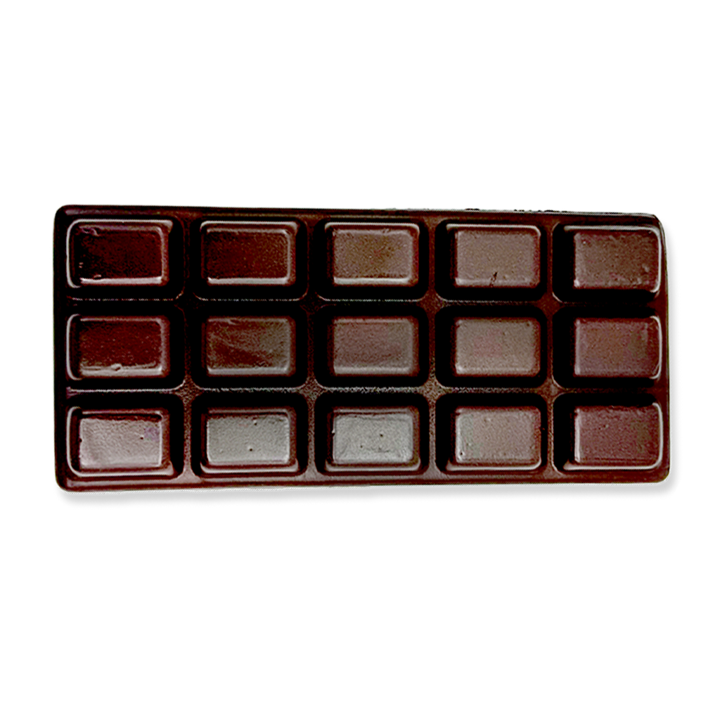 Fun Doh slow rise scented squishy toy shaped like a dark chocolate bar with 15 segments