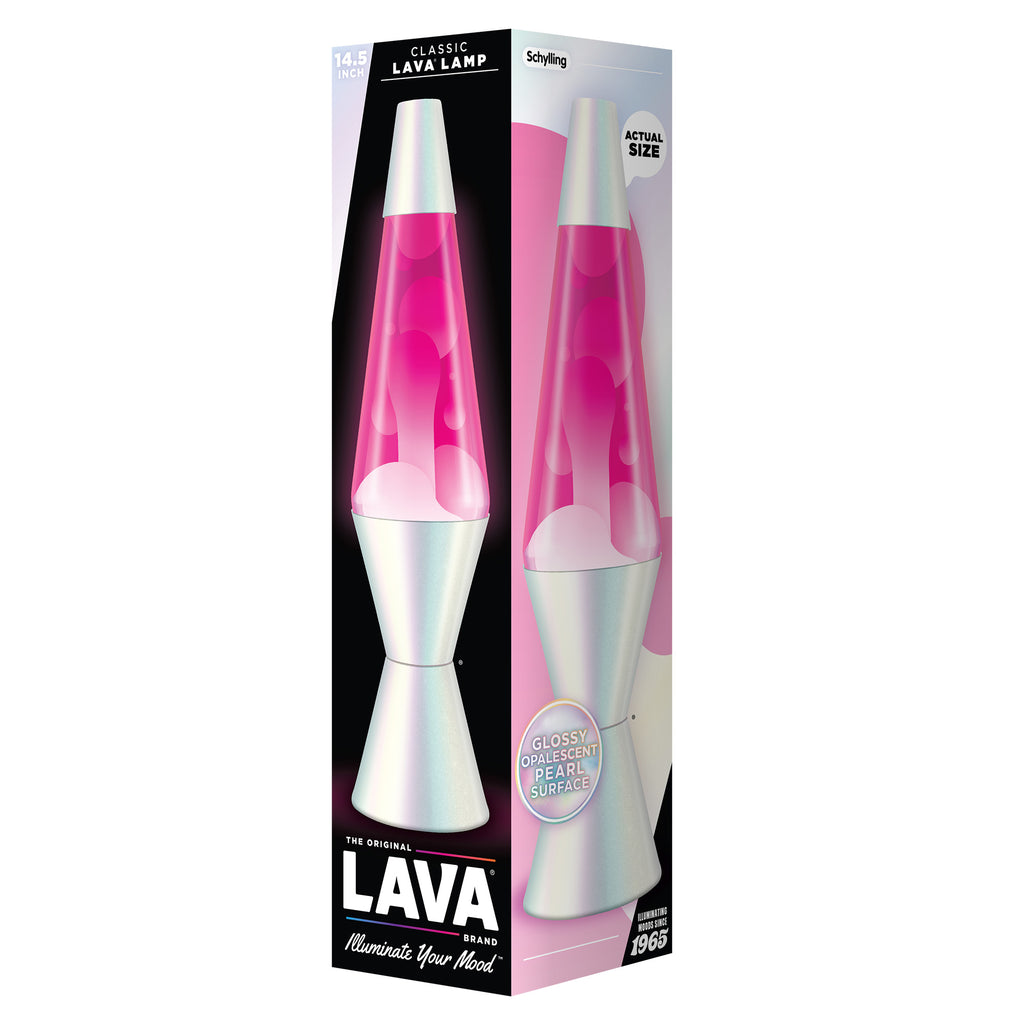 Lava Lamp | 14.5 Inch Opalescent White Pink - 2