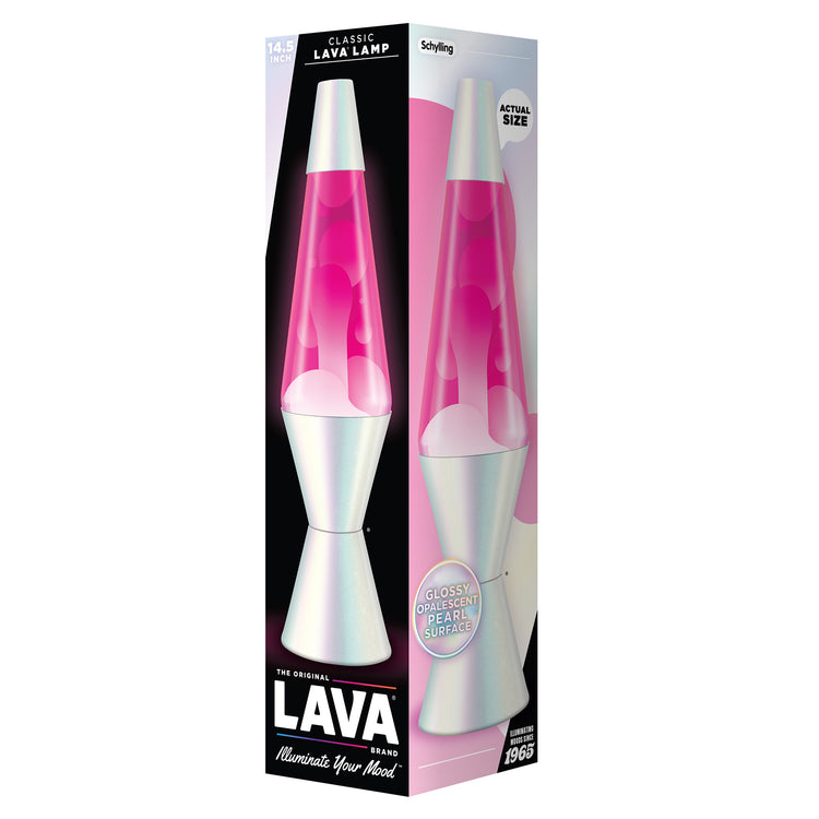 Lava Lamp | 14.5 Inch Opalescent White Pink - 2
