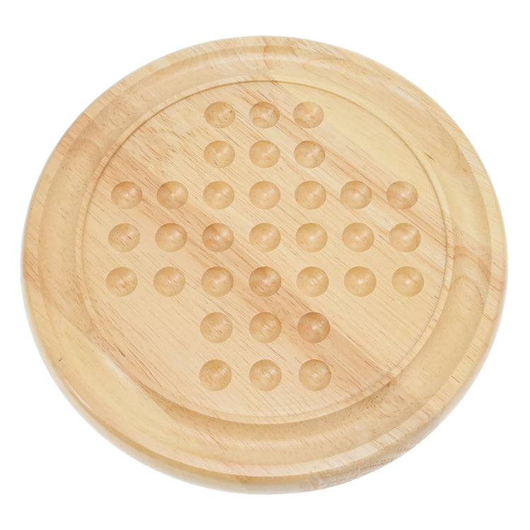 Solitaire | Wood Board & Blue Glass Marbles | 9 Inch Game - 5