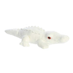 White albino alligator stuffed plush toy with red eyes and textured back spines