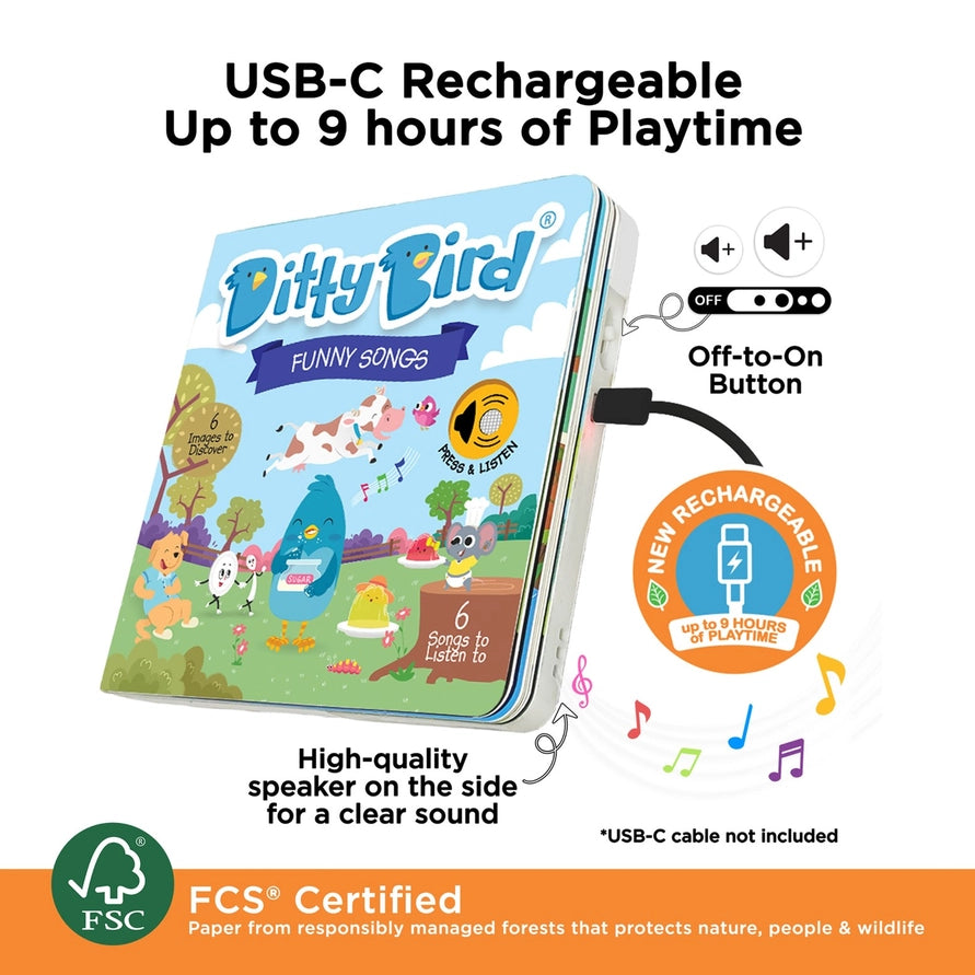 Ditty Bird | Sound Book Funny Songs USB-Rechargeable 1+ - 4