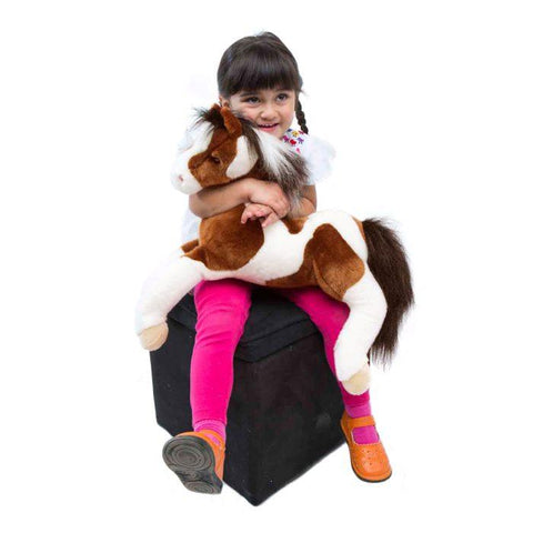 Douglas Natches Paint Horse plush toy lying down with brown and white markings