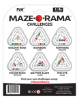 Maze-O-Rama Delta Flow White puzzle game back packaging showing six maze challenges for ages 5 and up