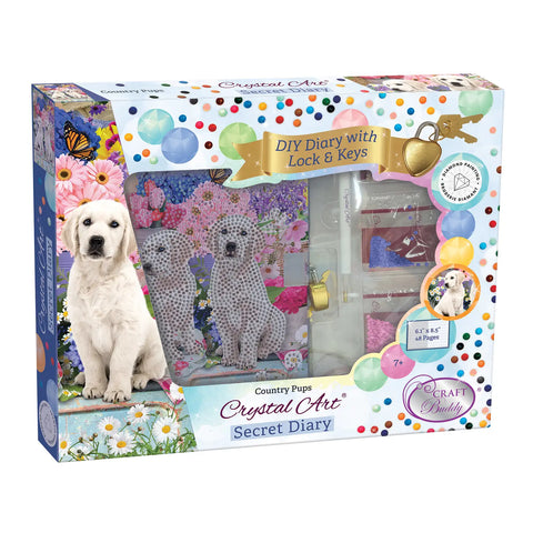 Crystal Art Secret Diary Kit: Country Pups