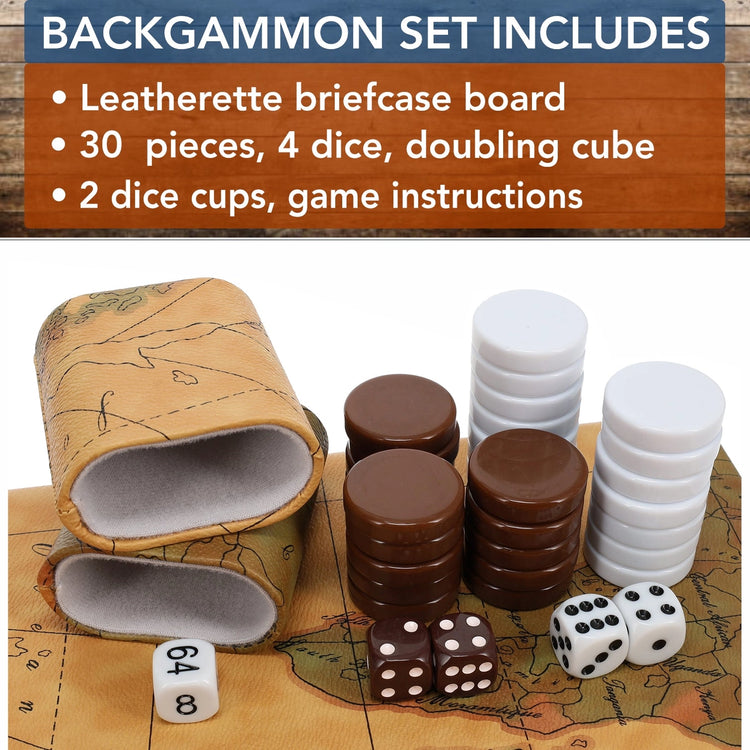 Backgammon | Leatherette Set | Map Style Game - 5