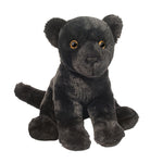 Black panther stuffed animal plush toy sitting upright with golden eyes
