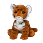 Douglas Romie Tiger soft plush toy sitting upright on white background with striped detailing