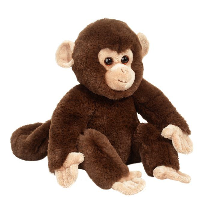 Mikie Monkey plush stuffed animal with dark brown fur and cream face sitting upright