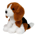 Earnie soft plush beagle toy sitting upright with tricolor brown, black, and white fur