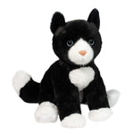 Douglas Beckie soft plush black and white tuxedo cat stuffed animal seated upright