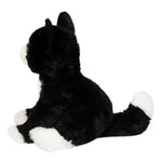 Beckie black and white tuxedo cat stuffed animal plush toy sitting posed on white background