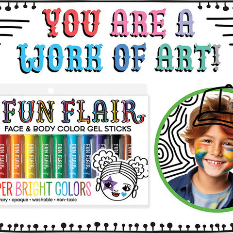 Fun Flair | Face & Body Color Gel Sticks Set of 12 - CR Toys