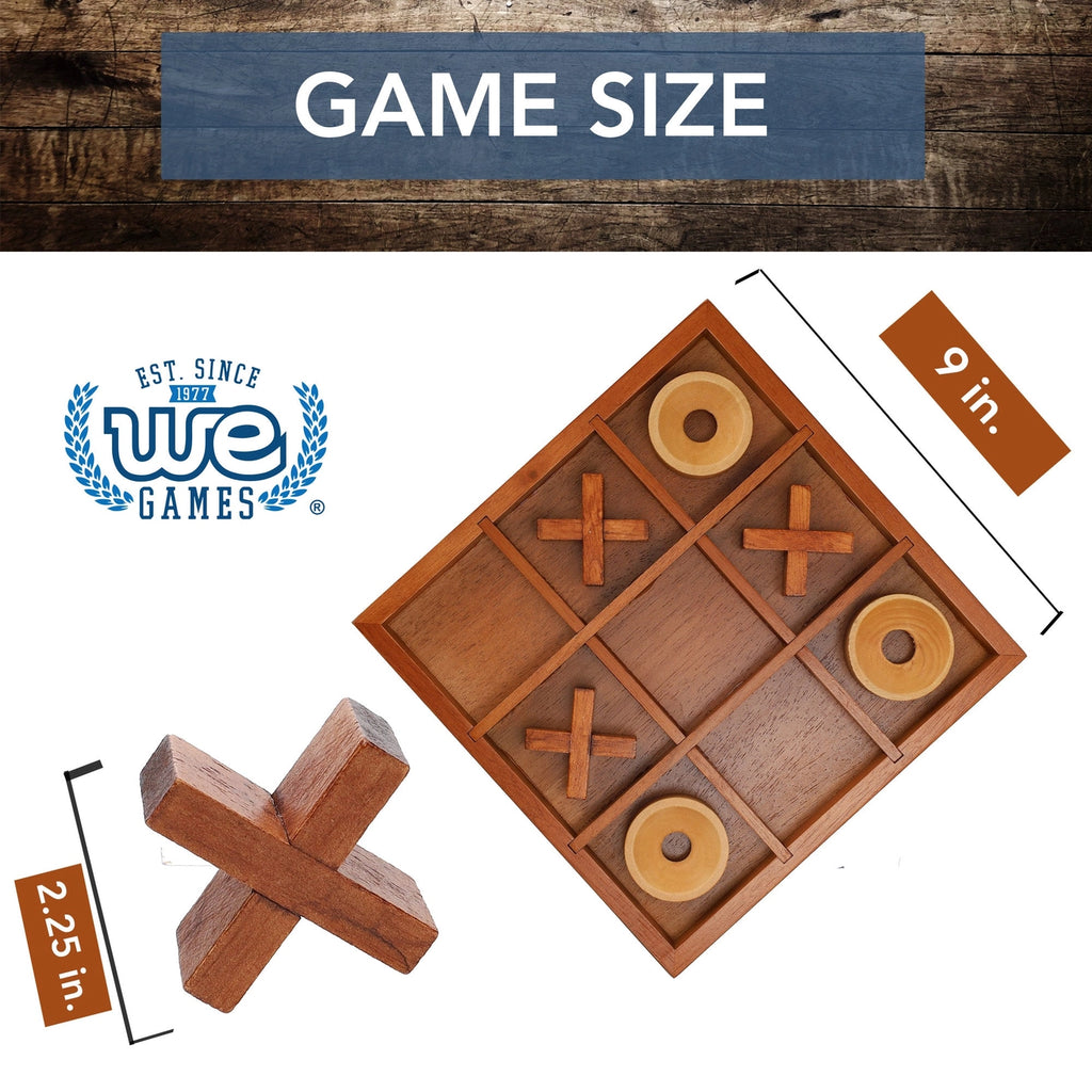 Tic Tac Toe | Solid Wood Board | 9 Inch Game - 3