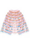 Children's light pink cape with iridescent pailette sequins and gold striped detailing