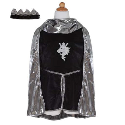 Silver Knight With Tunic, Cape & Crown, Size 5-6 Dressup