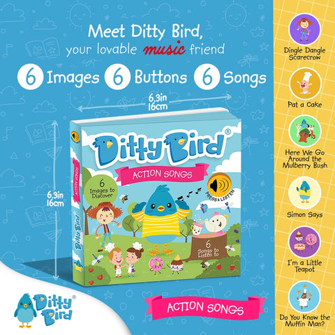 Ditty Bird Sound Book Action Songs Board Book - CR Toys