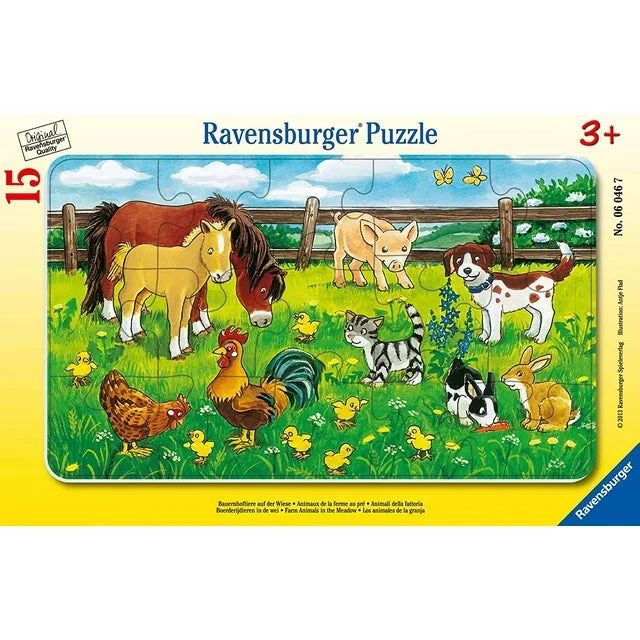 Puzzle | Farm Animals in the Meadow | 15pc Frame Puzzle - CR Toys