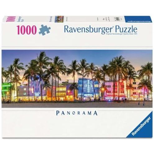 Puzzle | Night Glow on Ocean Drive Panoramic | 1000 Pc - CR Toys