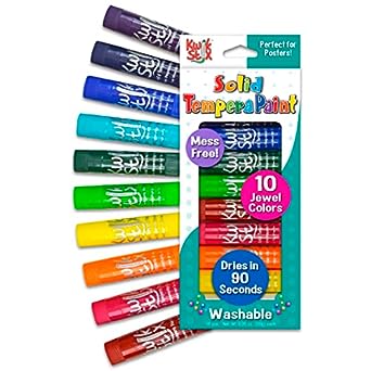 The Pencil Grip Kwik Stix Tempera Paints, Tempera Paint Pens, Super Quick Drying, 10 Assorted Jewel Colors