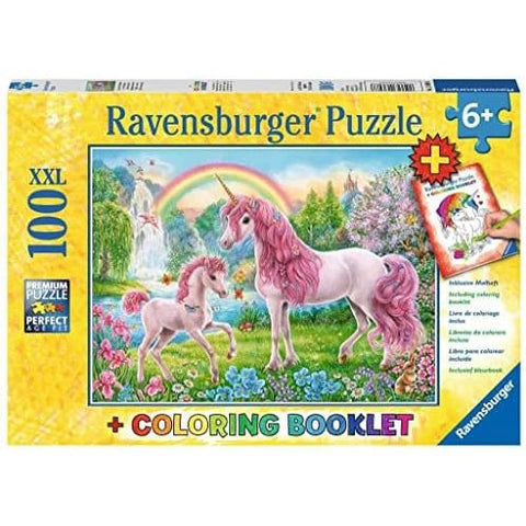 Puzzle | Magical Unicorns | 100 pc XXL + Coloring Book - CR Toys
