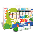 Ooly Jumbo Jots 8 dual tip washable dinosaur stamp markers set with box and single marker displayed