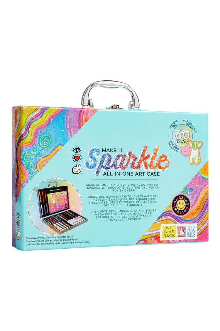 Make It Sparkle All-In-One Art Case with 60 pieces in colorful teal briefcase packaging