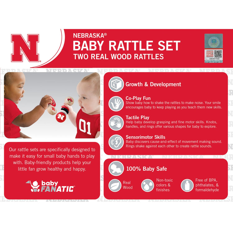 Nebraska Cornhuskers | Baby Rattles 2-Pack - 3