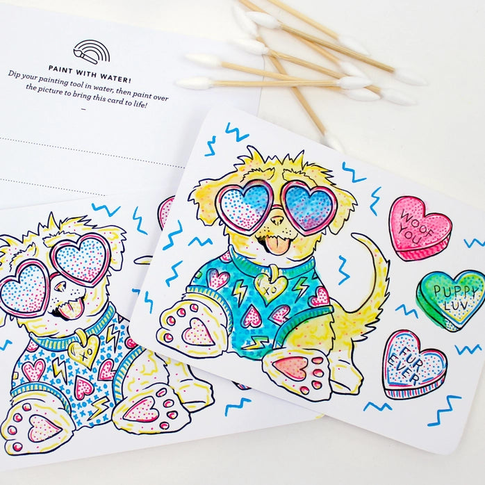 Paint With Water Valentine Cards- Puppy for Ages 4+