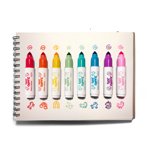 Ooly Jumbo Jots 8 dual tip washable unicorn markers set with cone and stamp tips