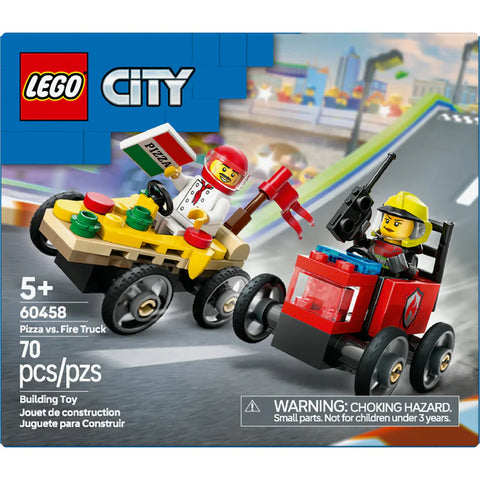 Lego City | Pizza vs. Fire Truck Race Car 60458