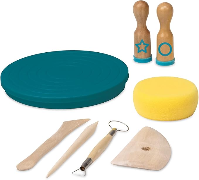 Pottery Wheel Tool Kit 8 Piece Set Includes Hand Wheel, Sponge, Rib, Molding Tools And More