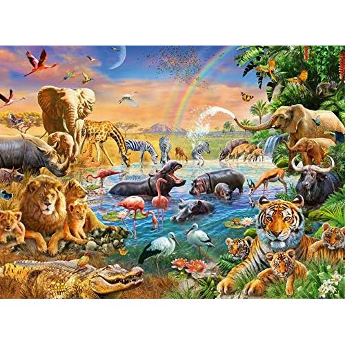 Puzzle | Savannah Jungle Waterhole | 100 Pc XXL - CR Toys