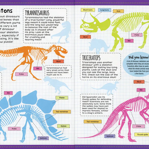 Dinosaur Sticker Facts book cover featuring colorful dinosaur stickers and tropical jungle background