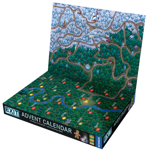 EXIT The Game Advent Calendar The Magic of Christmas box with snowy forest illustration by Kosmos