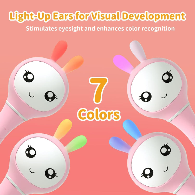 Smarty Bunny Sensory Toys w/Music Lights & Teething | Pink - 5