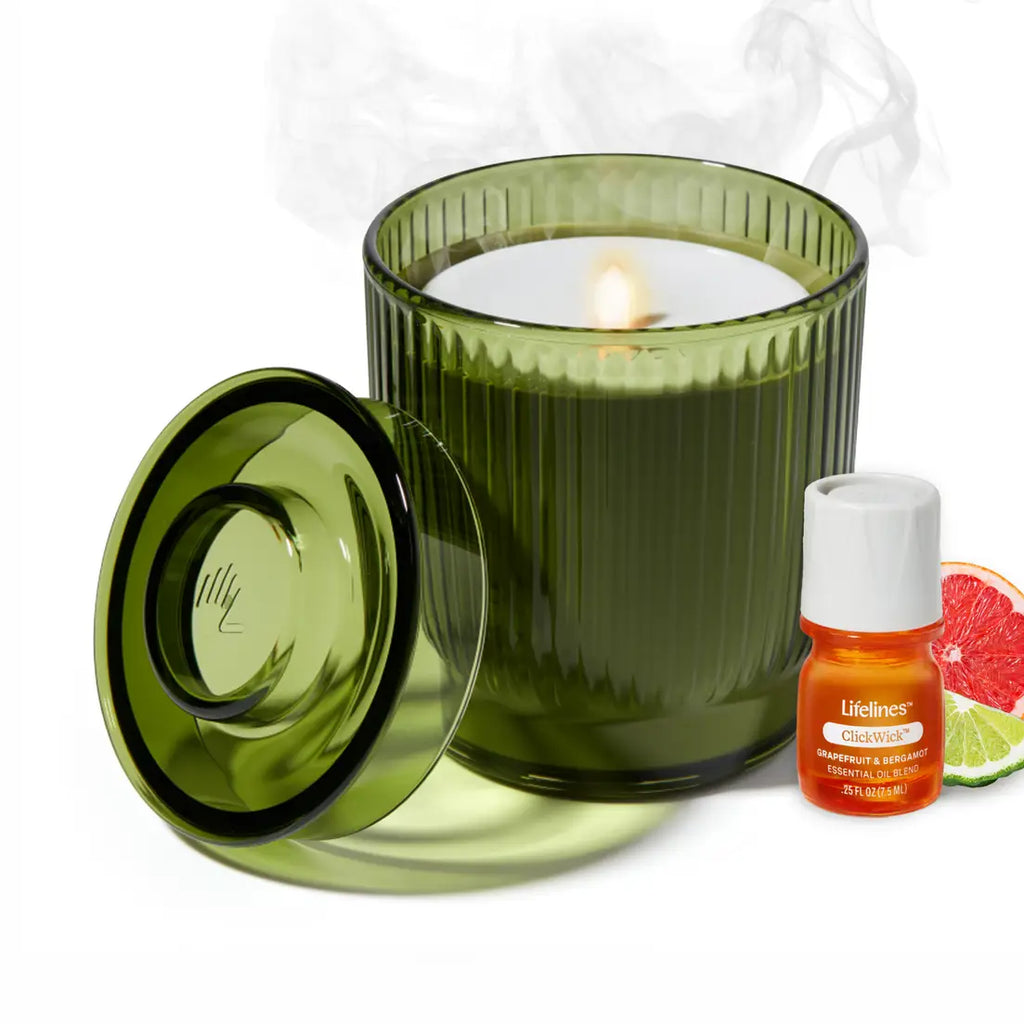 Lifelines | Flameless Candle Diffuser Olive Green Ribbed - 1