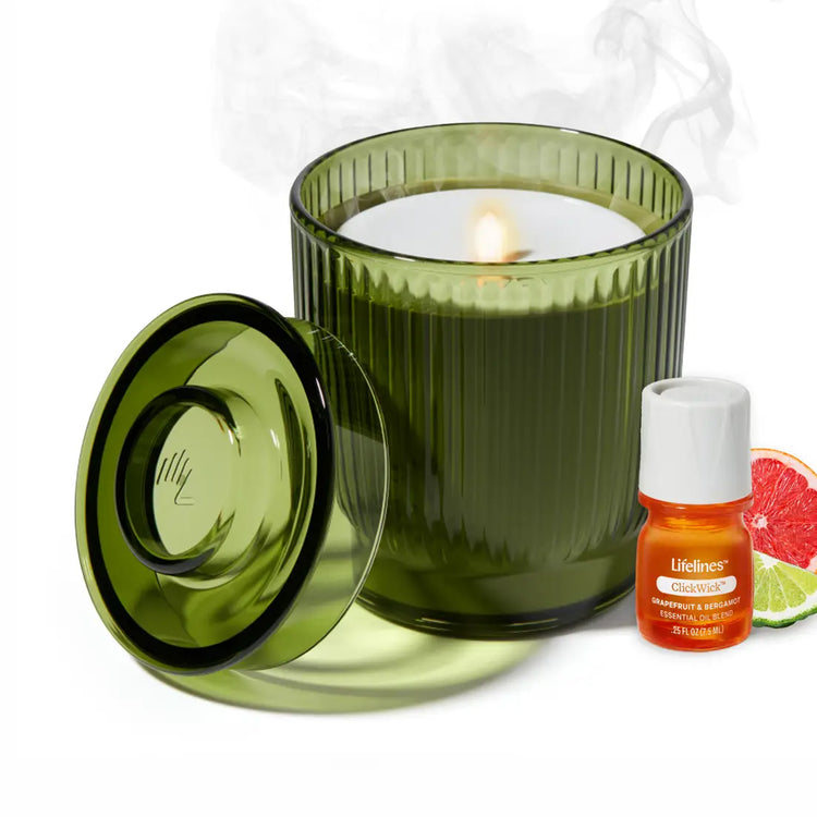 Lifelines | Flameless Candle Diffuser Olive Green Ribbed - 1
