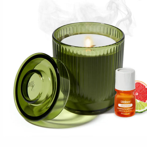 Lifelines | Flameless Candle Diffuser Olive Green Ribbed - 1