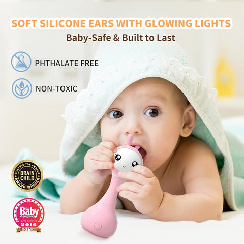 Smarty Bunny Sensory Toys w/Music Lights & Teething | Pink - 1