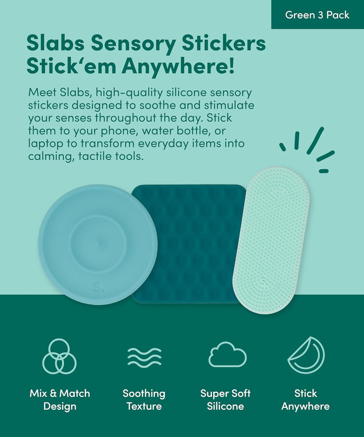 Slabs 3 Pack Sensory Stickers | Green - 3