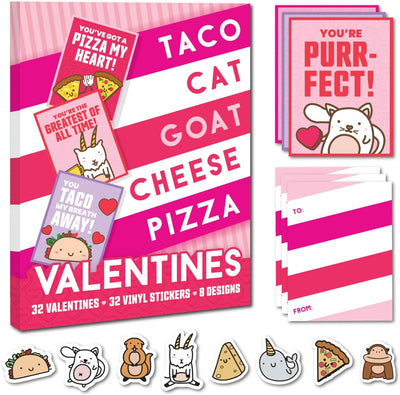 Taco Cat Goat Cheese Pizza Valentines Exchange Cards - 1