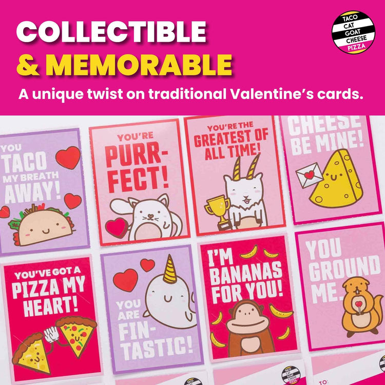 Taco Cat Goat Cheese Pizza Valentines Exchange Cards - 6