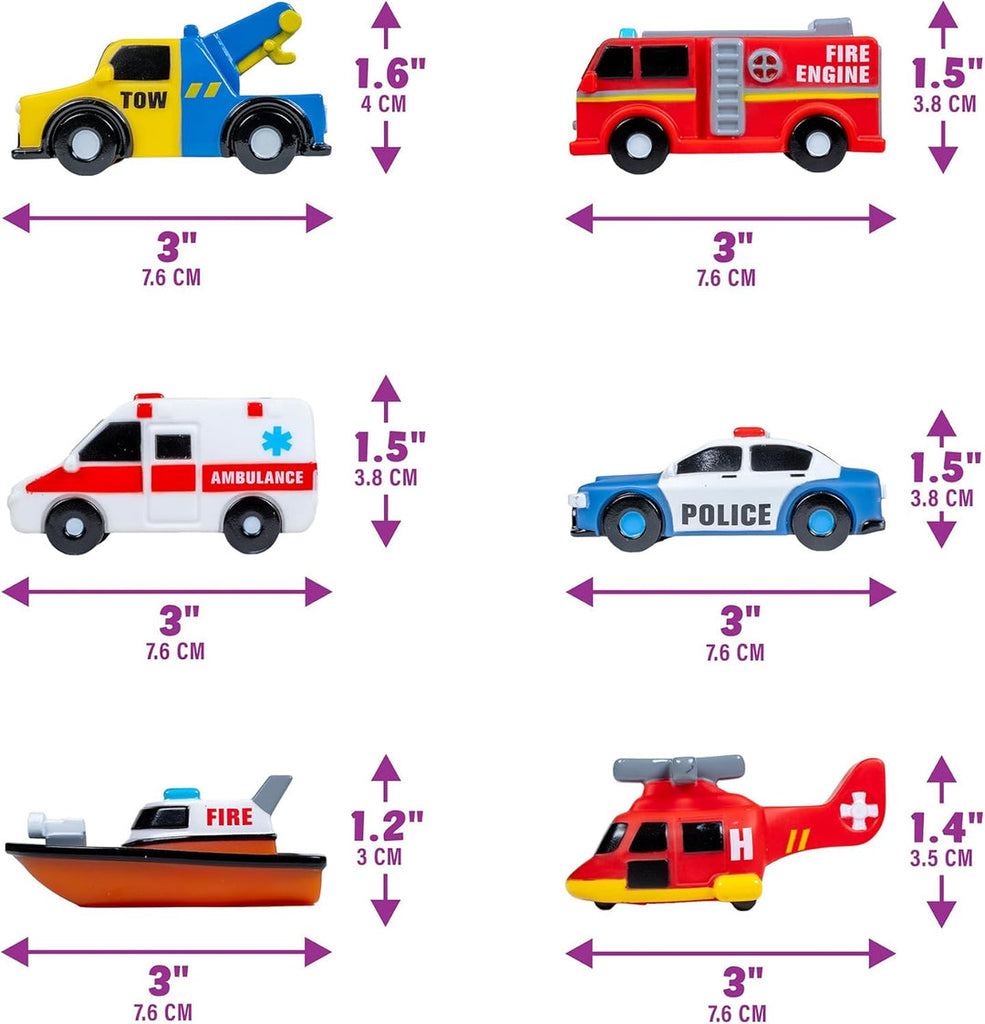 Tub Works | Emergency Cars | Light Up | Mold Free Bath Toy | Ages 1+ - 7