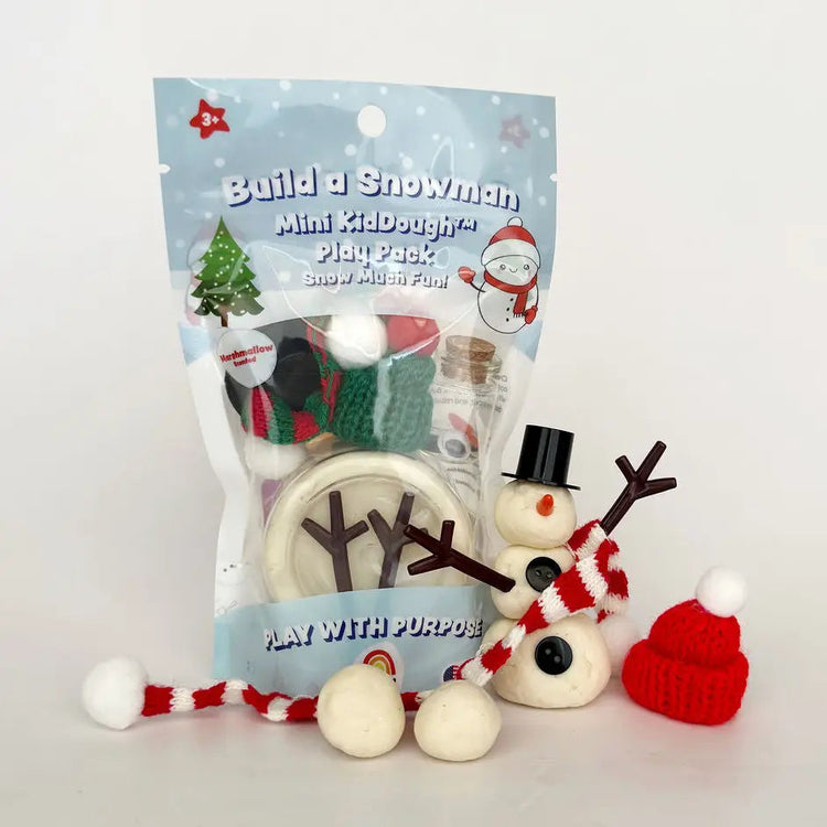 Build a Snowman Mini KidDough Play Pack with completed snowman figure and accessories