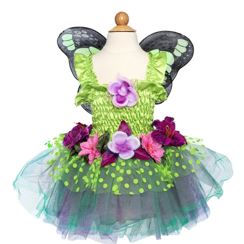 Gown | Fairy Blooms Deluxe Dress & Wings | Green | Size 3-4 - 1