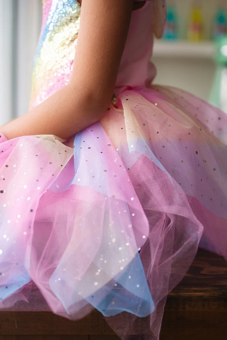 Gown | Rainbow Fairy Dress & Wings Multi 7-8 - 7