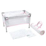 Berenguer Boutique Folding Doll Crib/Playpen - Pink with Travel Bag