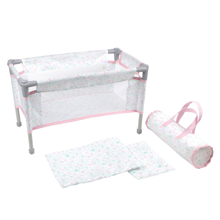Berenguer Boutique Folding Doll Crib/Playpen - Pink with Travel Bag