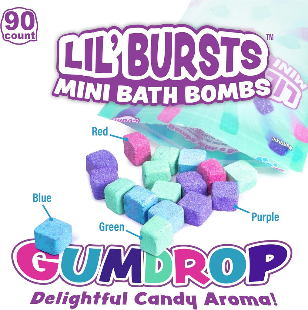 Tub Works | Lil' Bursts | Mini Bath Bombs For Kids | 90 Count | Gumdrop | Ages 3+ - 7